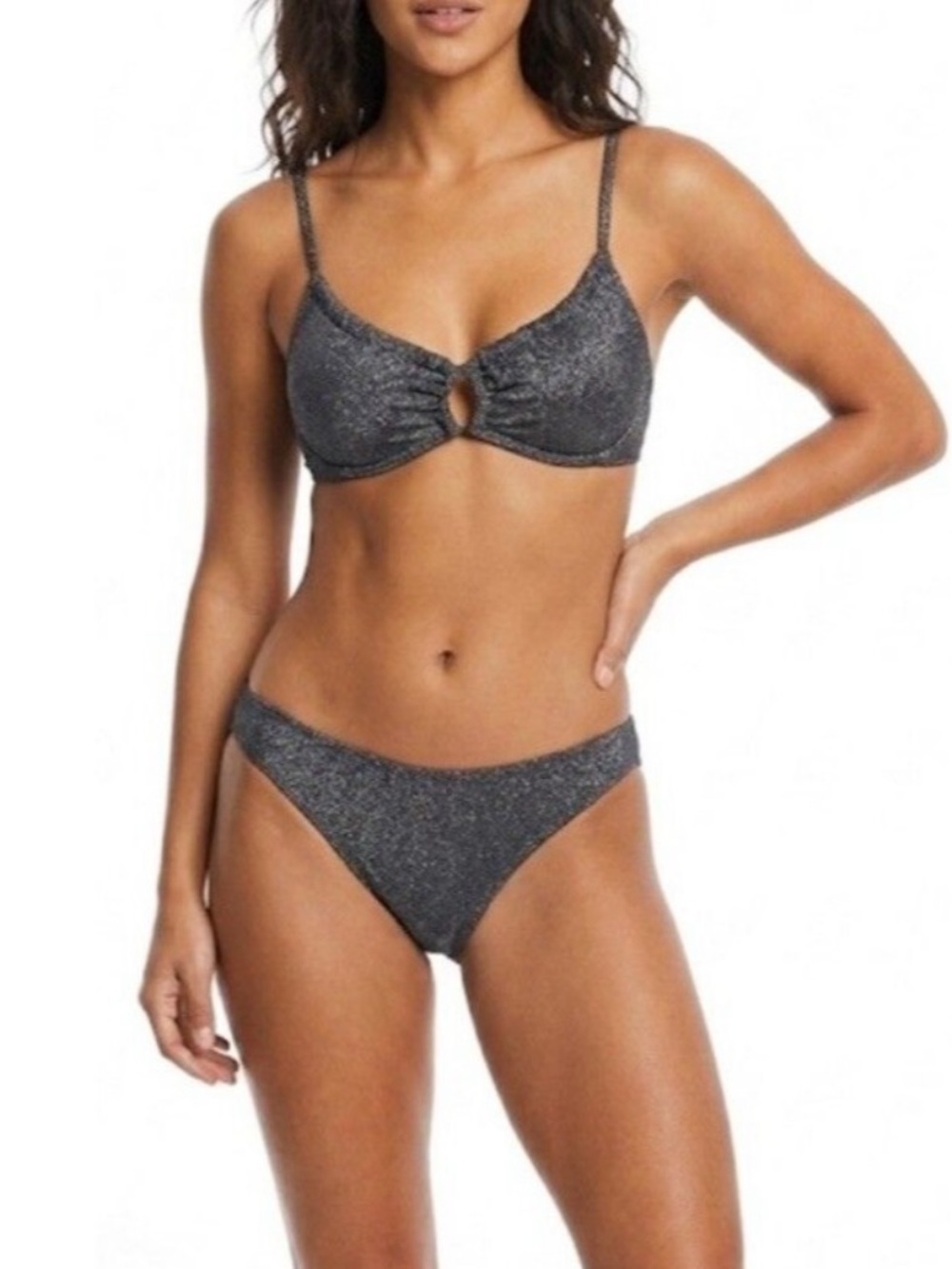 Salt + Cove Metallic Black Keyhole Bikini Set. NWT L / XL 🔥. Super Sexy